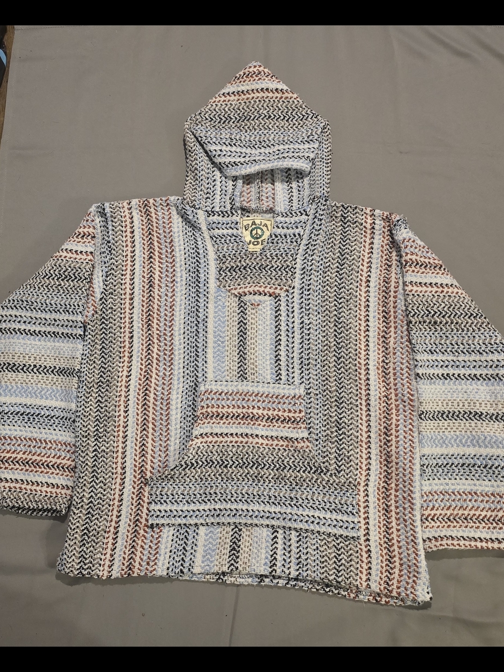 Striped Hooded Baja Sweater - Multicolor Earth Ragz L